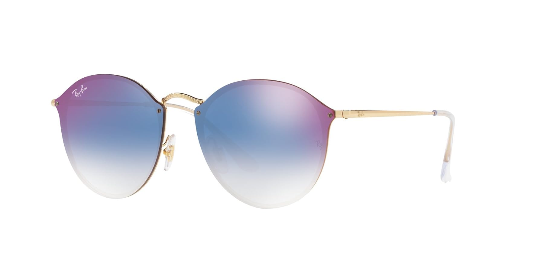 Ray-Ban RB3574N Blaze Round Sunglasses, Gold/Clear Gradient